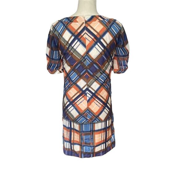 Anthropologie McGinn Plaid Shift Dress Size M Multicolor Short Sleeve FALL - Picture 3 of 5
